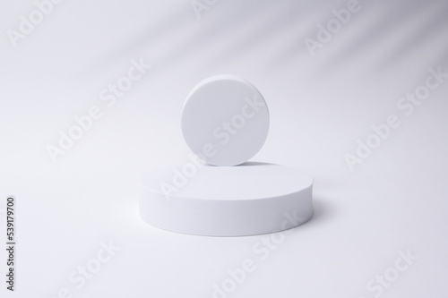 White circle mockup  with empty white background , Product show concept