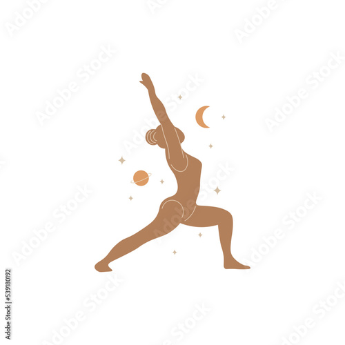 Slim sportive young woman doing yoga, and fitness exercises. Healthy lifestyle. Isolated on white background minimal.