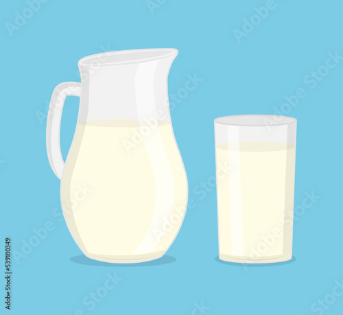 Jug and glass with milk vector illustration