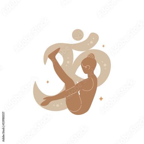 Slim sportive young woman doing yoga, and fitness exercises. Healthy lifestyle. Isolated on white background minimal.