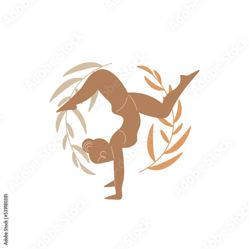 Slim sportive young woman doing yoga, and fitness exercises. Healthy lifestyle. Isolated on white background minimal.