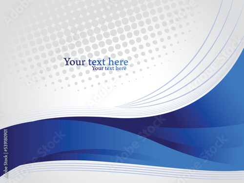 Horizontal background for corporate cover with grey text space. Abstract blue wavy shapes vector illustration.  