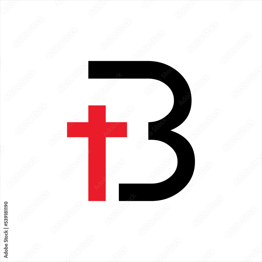 Obraz premium Letter B and cross vector logo design.