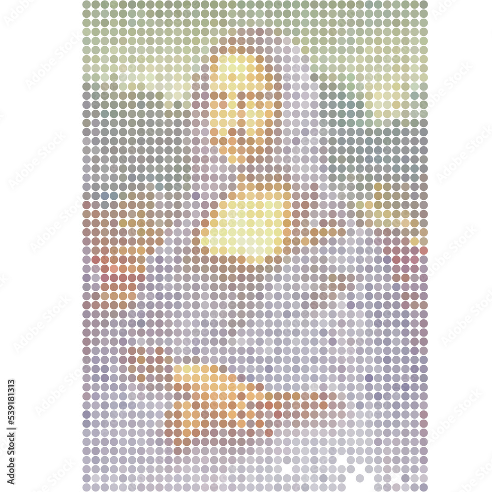 De Vinci Mona Lisa digital dots pixels version. Pixel art mona lisa la