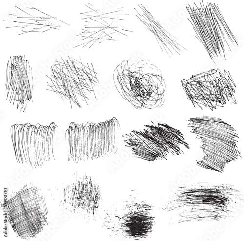 Collection of ink scrawl isolated vector. Hand-drawn scribble set. 