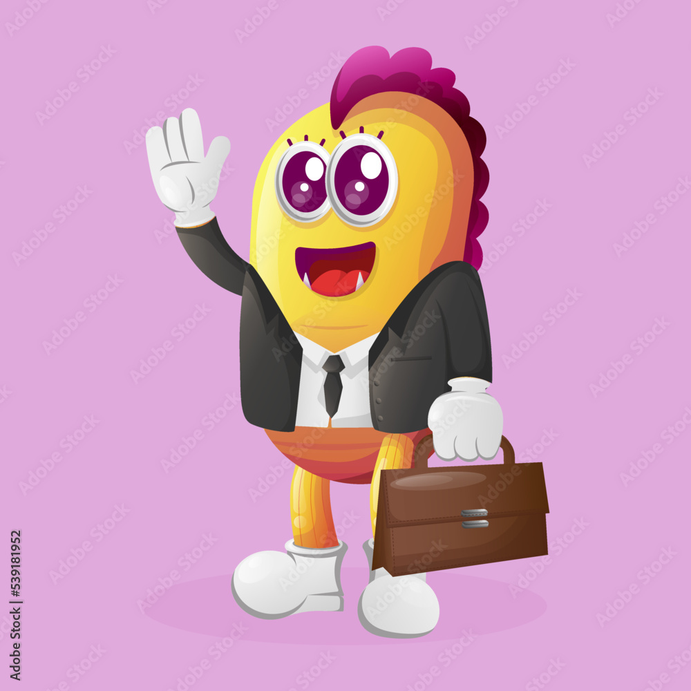 Cute yellow monster businessman Cute yellow monster businessman