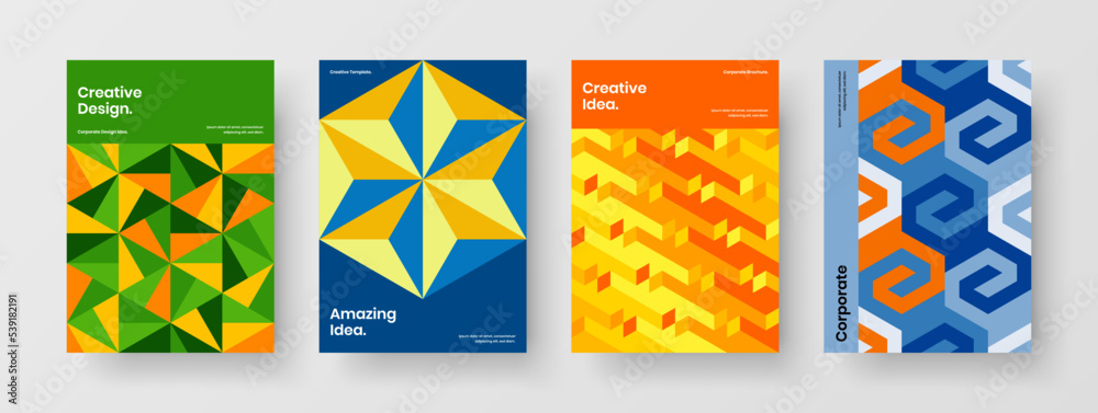 Original handbill vector design template bundle. Trendy mosaic shapes presentation concept composition. Original handbill vector design template bundle. Trendy mosaic shapes presentation concept composition.