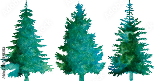 christmas tree green watercolor silhouette design isolated vector