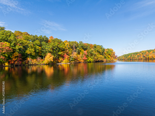 Fall foliage reflected in a lake