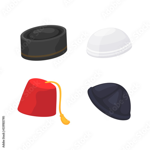 Religion hat accessories muslim and jewish symbol set illustration vector photo