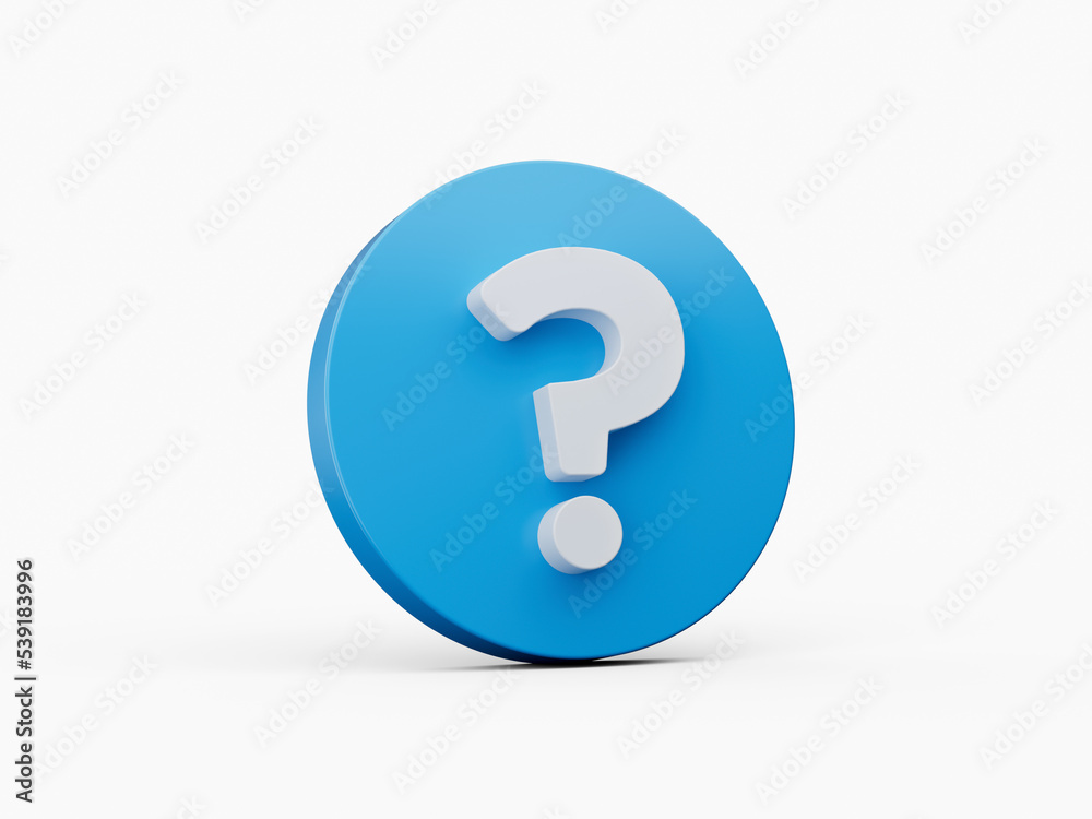 Blue question mark icon sign or ask FAQ answer Symbol isolated on white background 3D illustration Blue question mark icon sign or ask FAQ answer Symbol isolated on white background 3D illustration