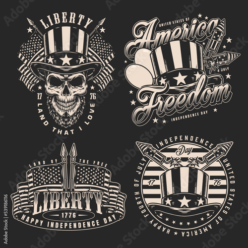 Independence day set posters monochrome