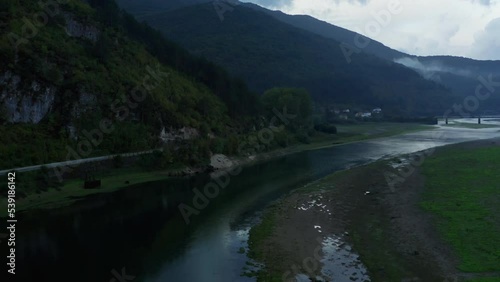 Aerial footage of river Trebisnjica, Bosnia-Herzegovina photo