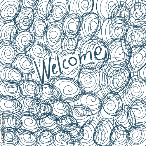 Welcome Circular Sketch Lines Background Square