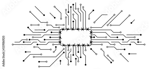 Cartoon barbed wire. Circuit board or electronic motherboard. lines and dots connect. Vector digital chip technology data. Communication and engineering and wired or wires concept. cyber attack.