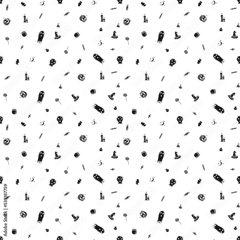 Seamless halloween pattern. Doodle vector halloween background