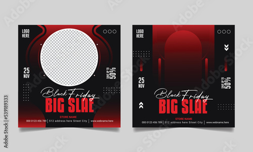 Black friday social media post fashion sale square post and web banner template