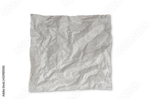 Crumpled paper for banner background or texture laying on white isolated background, for advertising media.