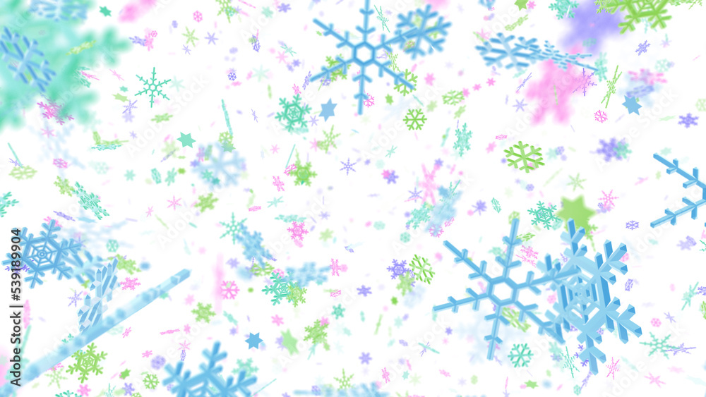 Snow Flake Crystals winter freeze ice holiday particle 3D illustration background