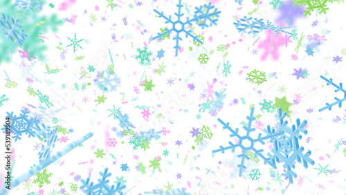 Snow Flake Crystals winter freeze ice holiday particle 3D illustration background © bluebackimage