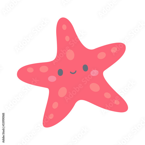 Starfish vector. cute animal face design for kids