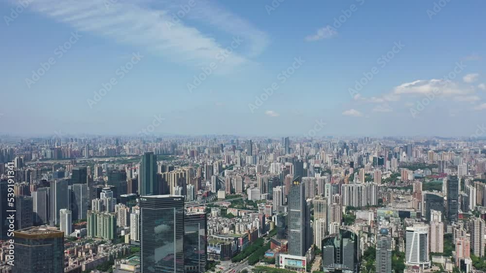Aerial view of the center of Guangzhou, China. Aerial view of the center of Guangzhou, China.