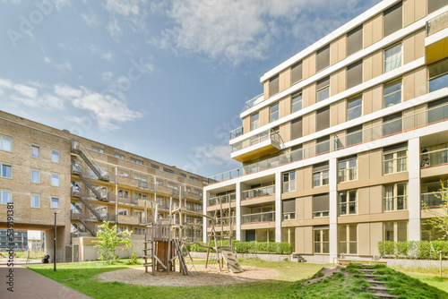 Playground of a community area of buildings
