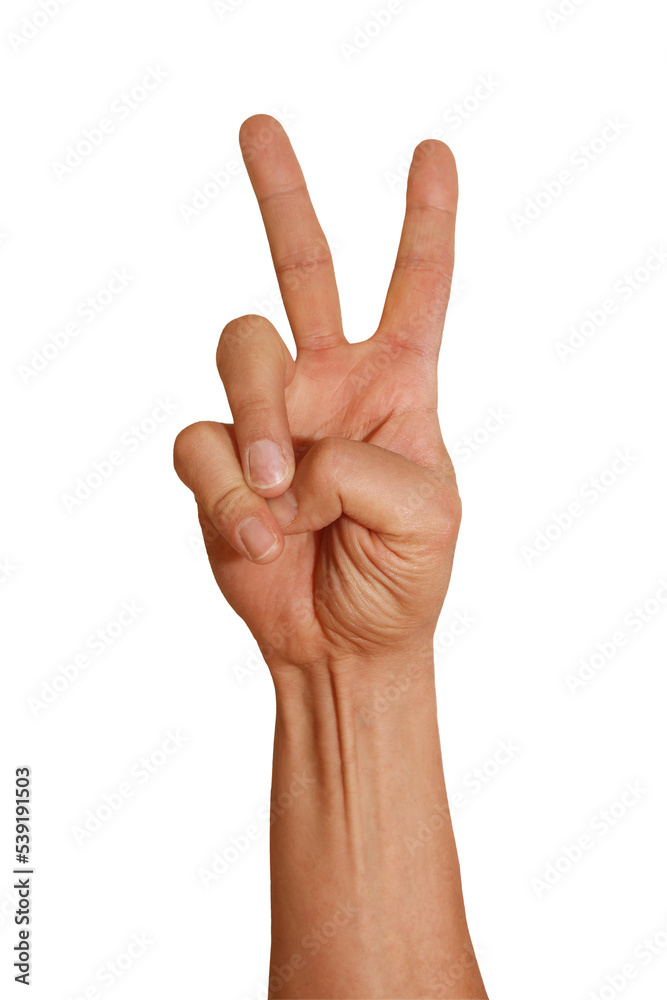 Gesture series: hand shows two fingers. Gesture series: hand shows two fingers.