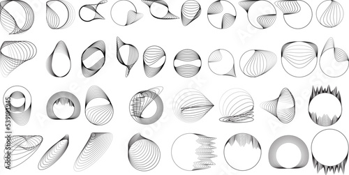Lines in Circle Form . Spiral Vector Illustration .Technology round. Wave Logo . Design element . glitched lines .Abstract Geometric round shape 