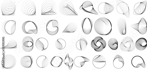 Lines in Circle Form . Spiral Vector Illustration .Technology round. Wave Logo . Design element . glitched lines .Abstract Geometric round shape 