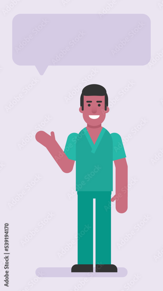 Nurse man pointing hand at Nurse man pointing hand at