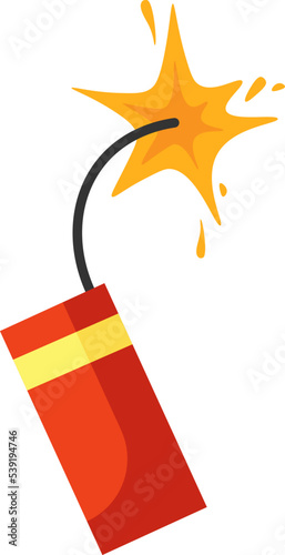 Firecracker with burning wick Party Celebration Element. Vector illustration