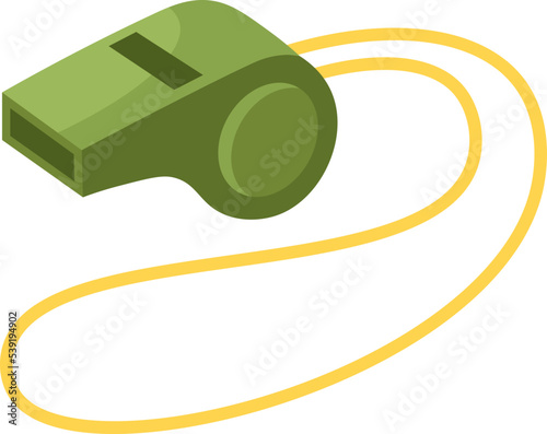 Sports whistle with lace flat illustration