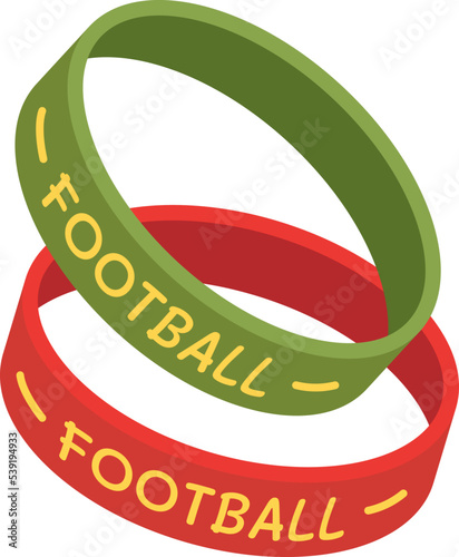 Rubber football bracelets flat illustration