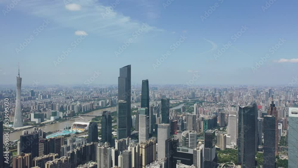 Aerial view of the center of Guangzhou, China Aerial view of the center of Guangzhou, China