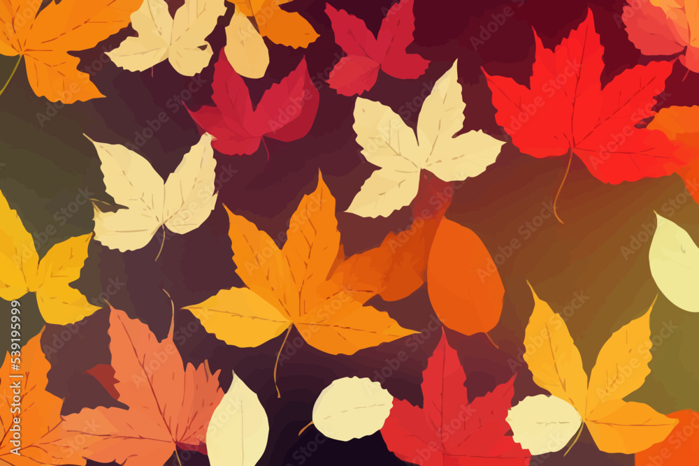 autumn coloured leaves blowing in the wind, vector