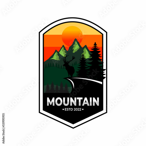 mountain logo, mountain illustration, outdoor adventure logo illustration, with hill image, good for t-shirts and other needs