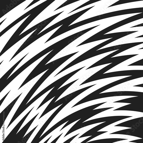 Abstract black and white background with seamless curved zigzag lines pattern