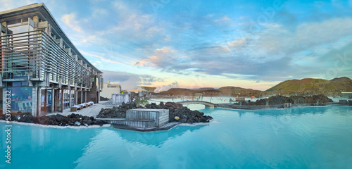 Panoramic view of hot spring Blue Lagoon, Iceland
