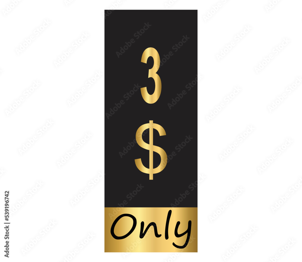 $ Dollar Only Coupon sign or Label or discount voucher Money Saving label, stamp Vector Illustration with fantastic gold font on black background $ Dollar Only Coupon sign or Label or discount voucher Money Saving label, stamp Vector Illustration with fantastic gold font on black background