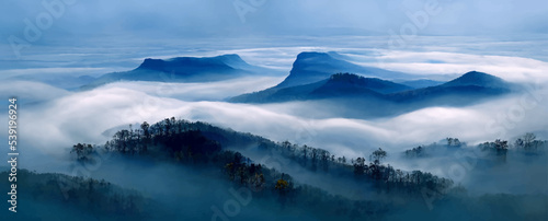 smoky mountains, mountains fog © Oleksii