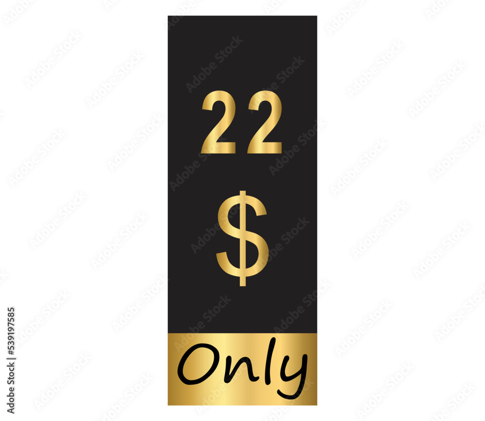 $ Dollar Only Coupon sign or Label or discount voucher Money Saving label, stamp Vector Illustration with fantastic gold font on black background $ Dollar Only Coupon sign or Label or discount voucher Money Saving label, stamp Vector Illustration with fantastic gold font on black background