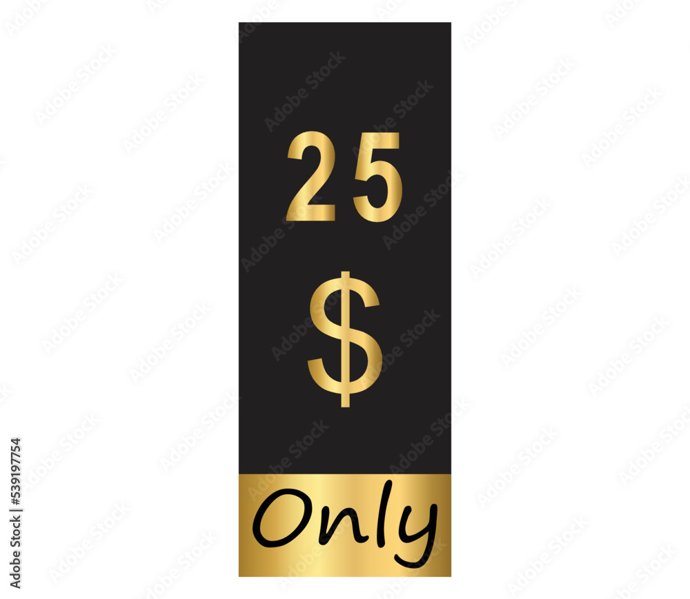 $ Dollar Only Coupon sign or Label or discount voucher Money Saving label, stamp Vector Illustration with fantastic gold font on black background $ Dollar Only Coupon sign or Label or discount voucher Money Saving label, stamp Vector Illustration with fantastic gold font on black background