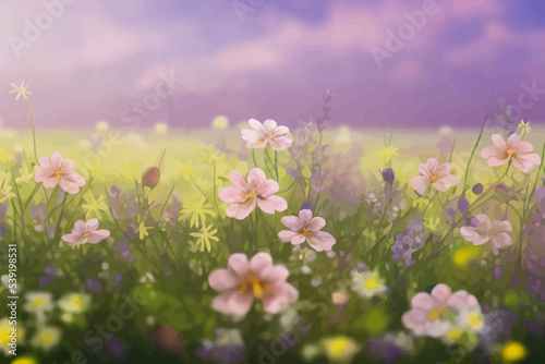 a meadow filled with pastel pink lilac white