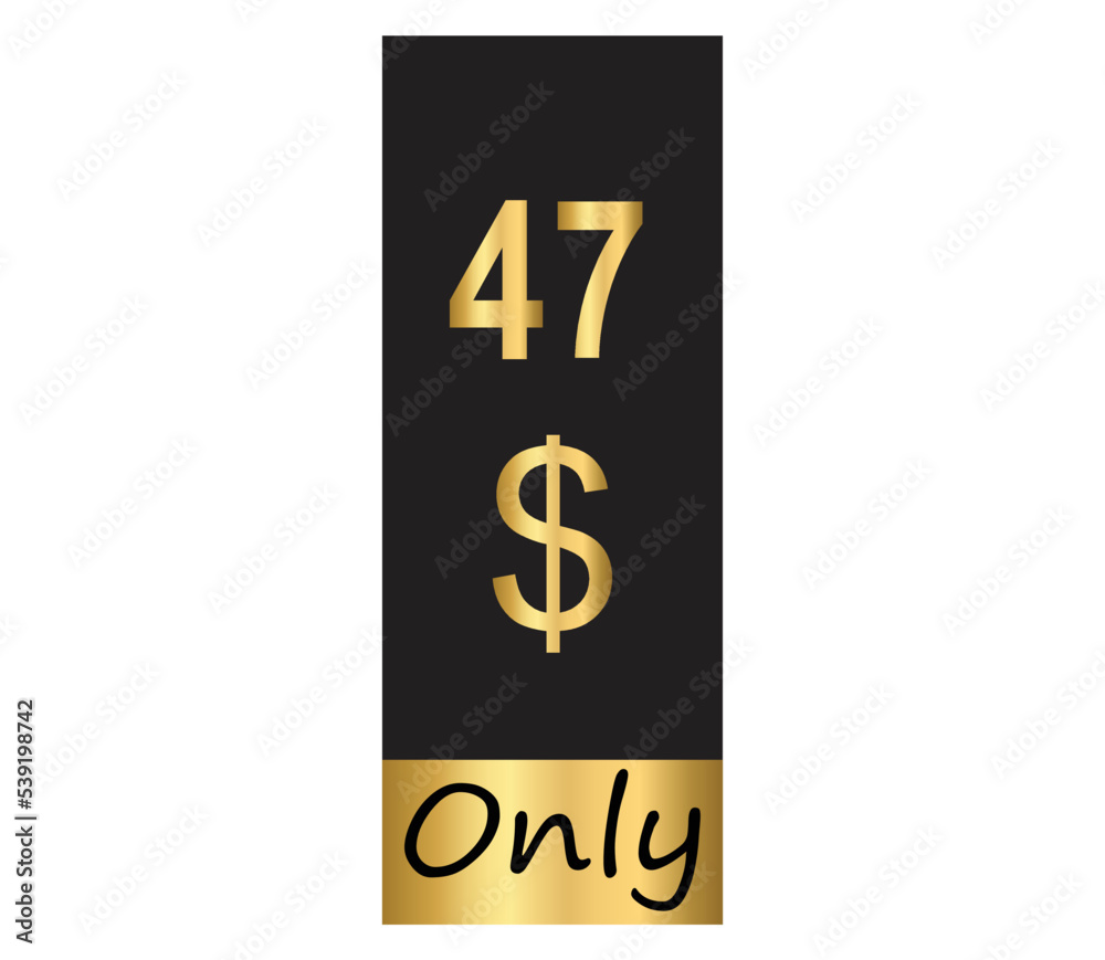 $ Dollar Only Coupon sign or Label or discount voucher Money Saving label, stamp Vector Illustration with fantastic gold font on black background $ Dollar Only Coupon sign or Label or discount voucher Money Saving label, stamp Vector Illustration with fantastic gold font on black background