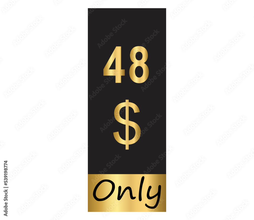 $ Dollar Only Coupon sign or Label or discount voucher Money Saving label, stamp Vector Illustration with fantastic gold font on black background $ Dollar Only Coupon sign or Label or discount voucher Money Saving label, stamp Vector Illustration with fantastic gold font on black background