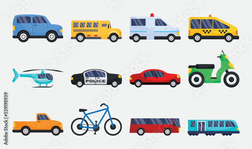 transport vehicles icon set