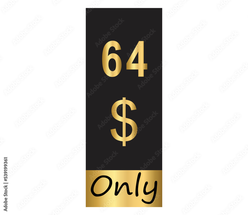 $ Dollar Only Coupon sign or Label or discount voucher Money Saving label, stamp Vector Illustration with fantastic gold font on black background $ Dollar Only Coupon sign or Label or discount voucher Money Saving label, stamp Vector Illustration with fantastic gold font on black background