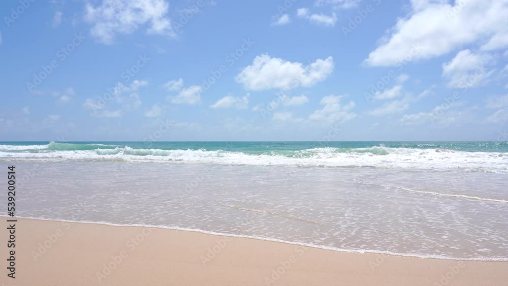 Scene beach and sea sunny. Landscape wide wave splashing surface shore summer. Scene beach and sea sunny. Landscape wide wave splashing surface shore summer.