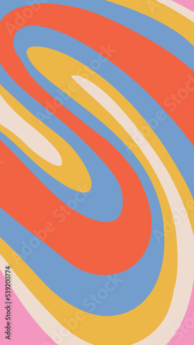 Retro Groovy Vertical Background. 70s Vibes Vector Design. Trendy Y2k Backdrop . Funky Retro striped wavy Wallpaper.